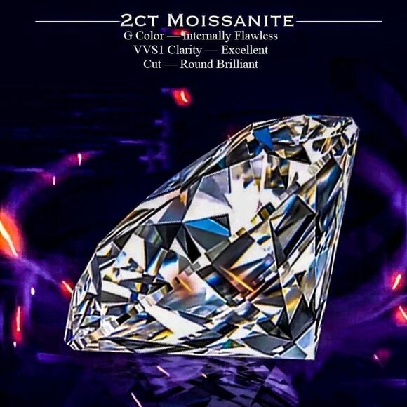 💎OS5💎 New 2CT Diamond Moissanite Loose Fiery Icy Flashy Stone Rock Men Women - Picture 4 of 16